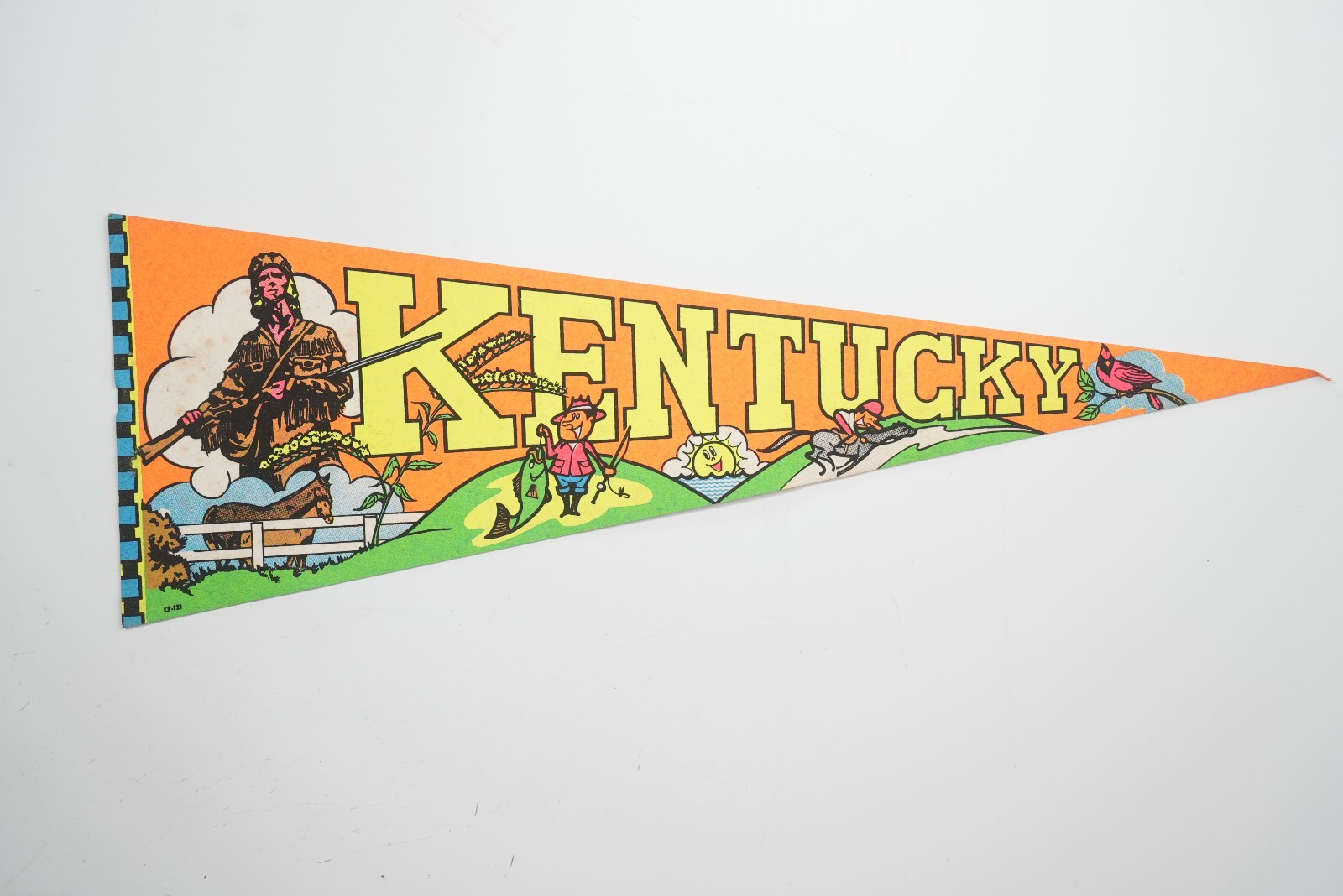 Vintage Kentucky Souvenir Felt Pennant Cardinal Horse Fisherman Wall Decor Art Vintage Kentucky Souvenir Felt Pennant Cardinal Horse Fisherman Wall Decor Art