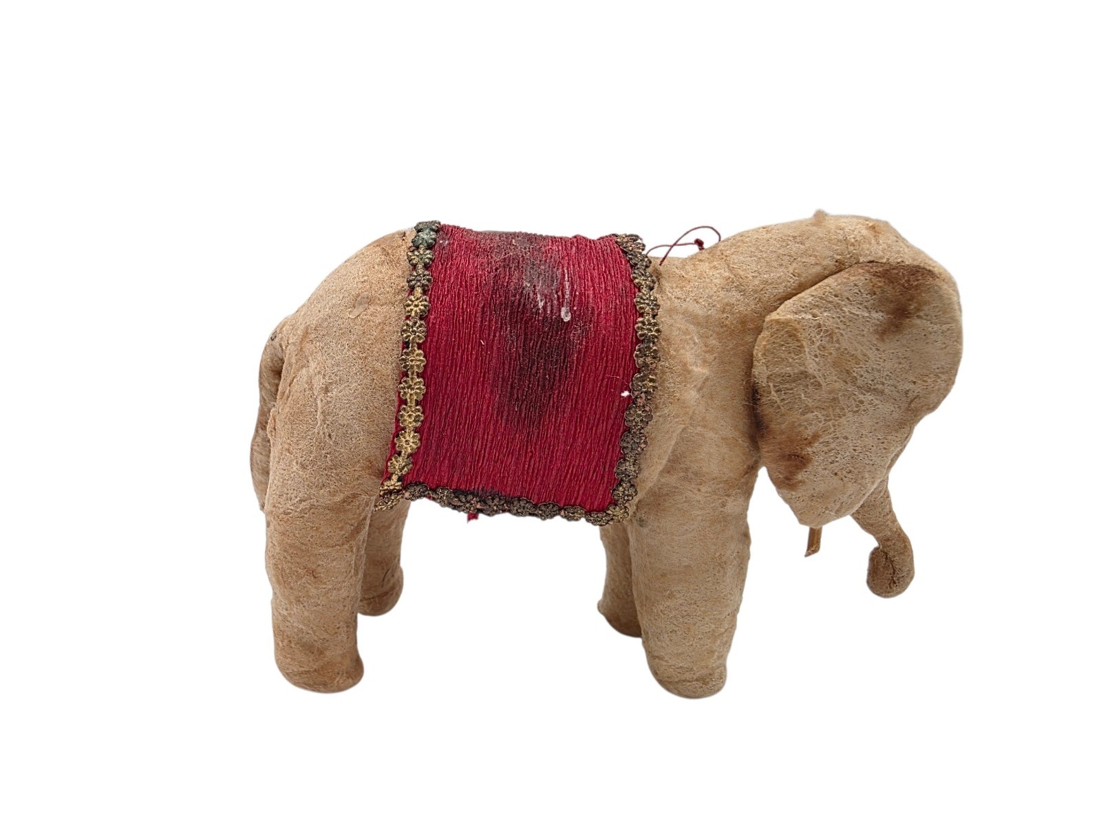 Antique Early German Spun Cotton Elephant Crepe Paper Christmas Ornament 3.5
