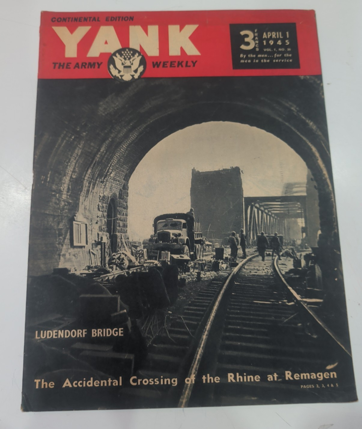 1945 YANK Army Weekly REMAGEN IWO JIMA Suribachi Gavin Joe Louis Jean Trent WWII