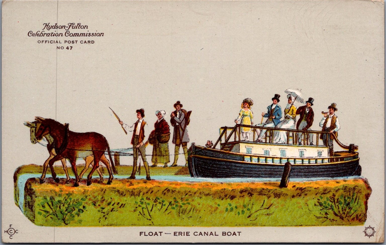 1909 Hudson-Fulton Celebration Erie Canal Boat Float Postcard Redfield No 47