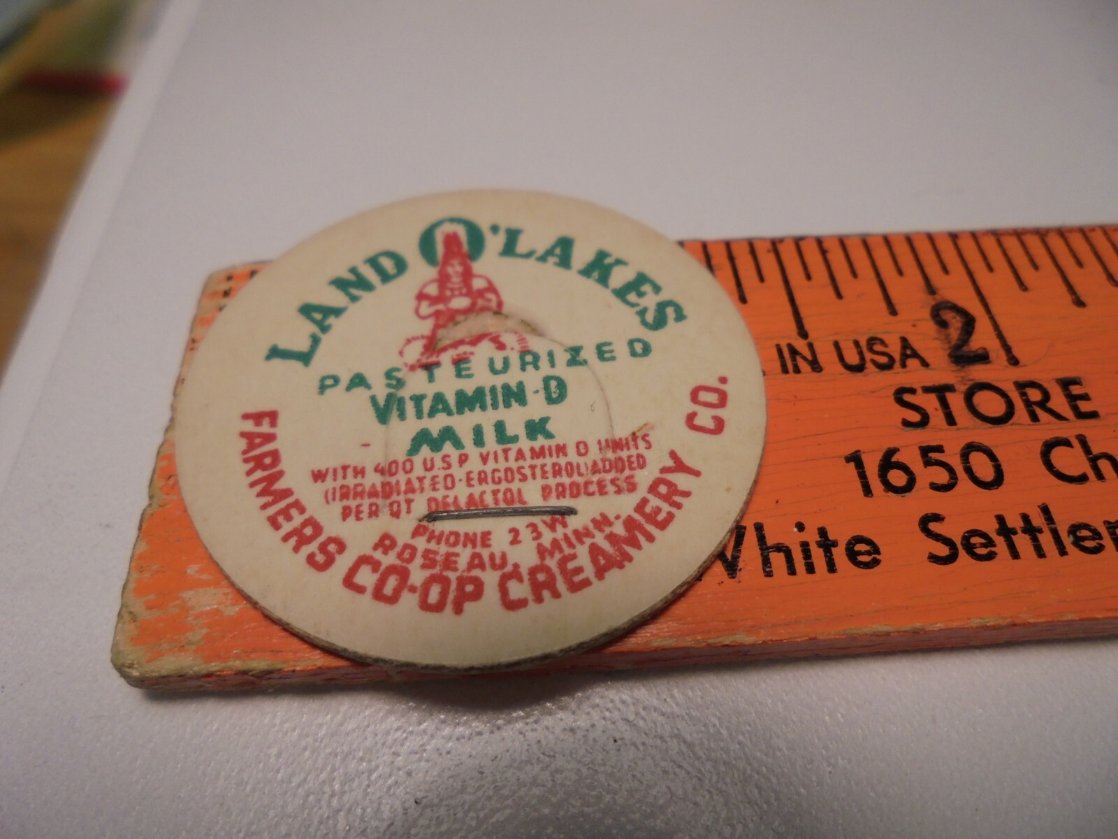 LAND O LAKES PASTEURIZED VITAMIN D MILK ROSEAU MINN FARMERS CO-OP CREAMERY CAP
