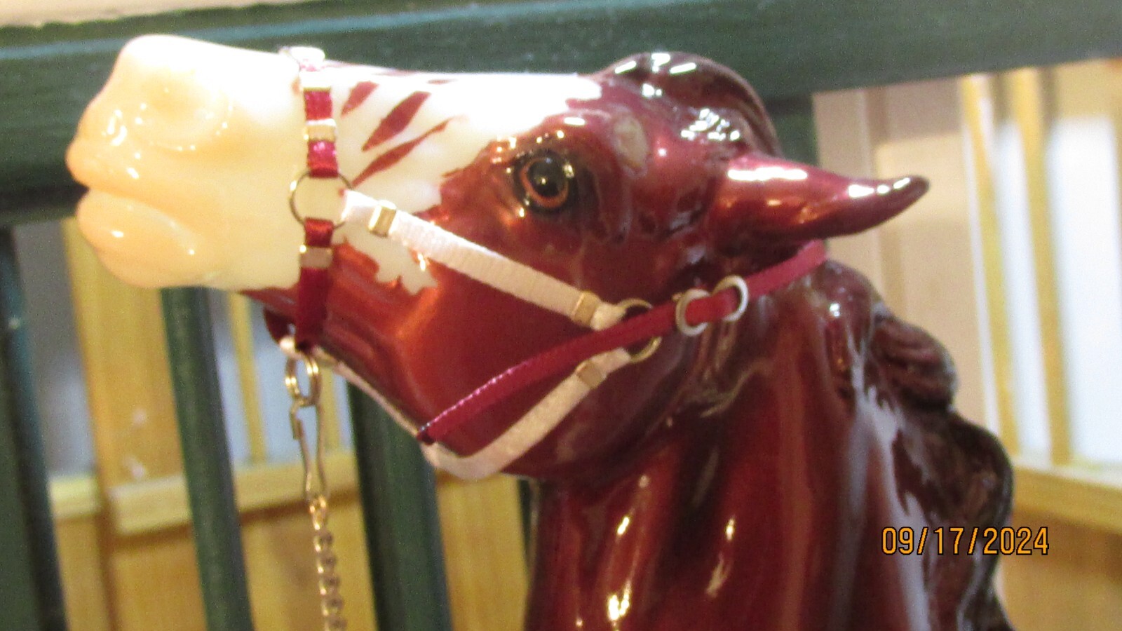 Jaapi Oxblood & White Halloween Halter made to fit Breyer Beowulf 2024 Jaapi Oxblood & White Halloween Halter made to fit Breyer Beowulf 2024