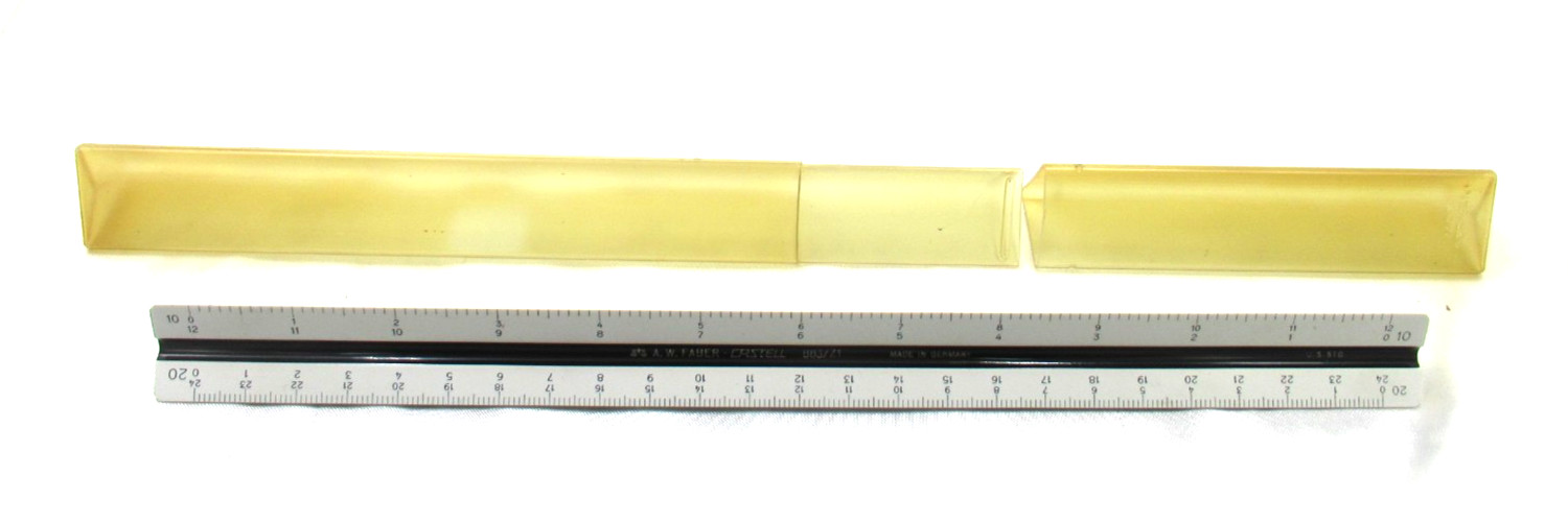 Vtg Drafting Ruler Triangular Scale No. 883/21 w/ Case A.W. Faber Castell