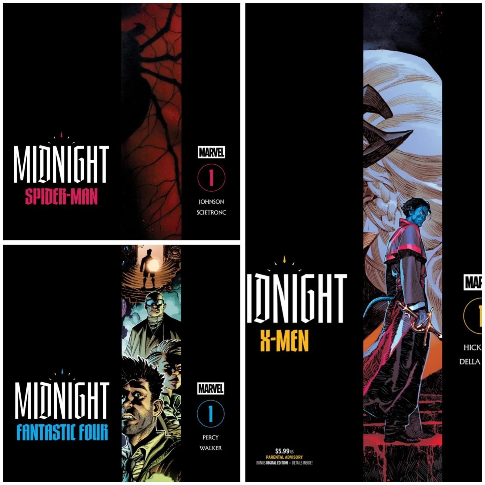 Set Of 3 Marvel Midnight #1 X-Men,Spider-Man,Fantastic Four 1st Print