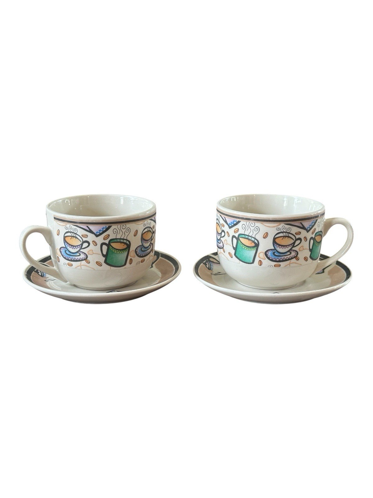 Pair Of VTG 1999 Global Village Coffee House California Pantry Coffee Cup Mugs