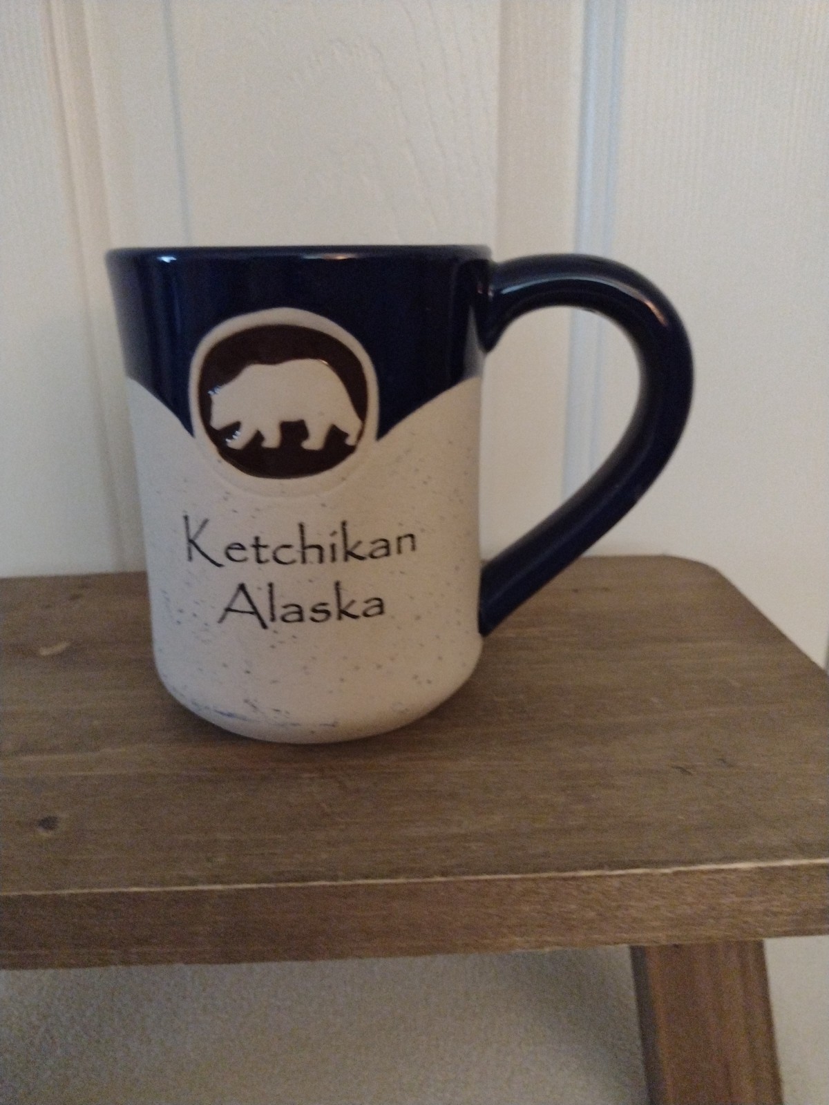 Ketchikan Alaska Ceramic Mug Cobalt Speckled Stoneware Grizzly Partially Glazed Ketchikan Alaska Ceramic Mug Cobalt Speckled Stoneware Grizzly Partially Glazed