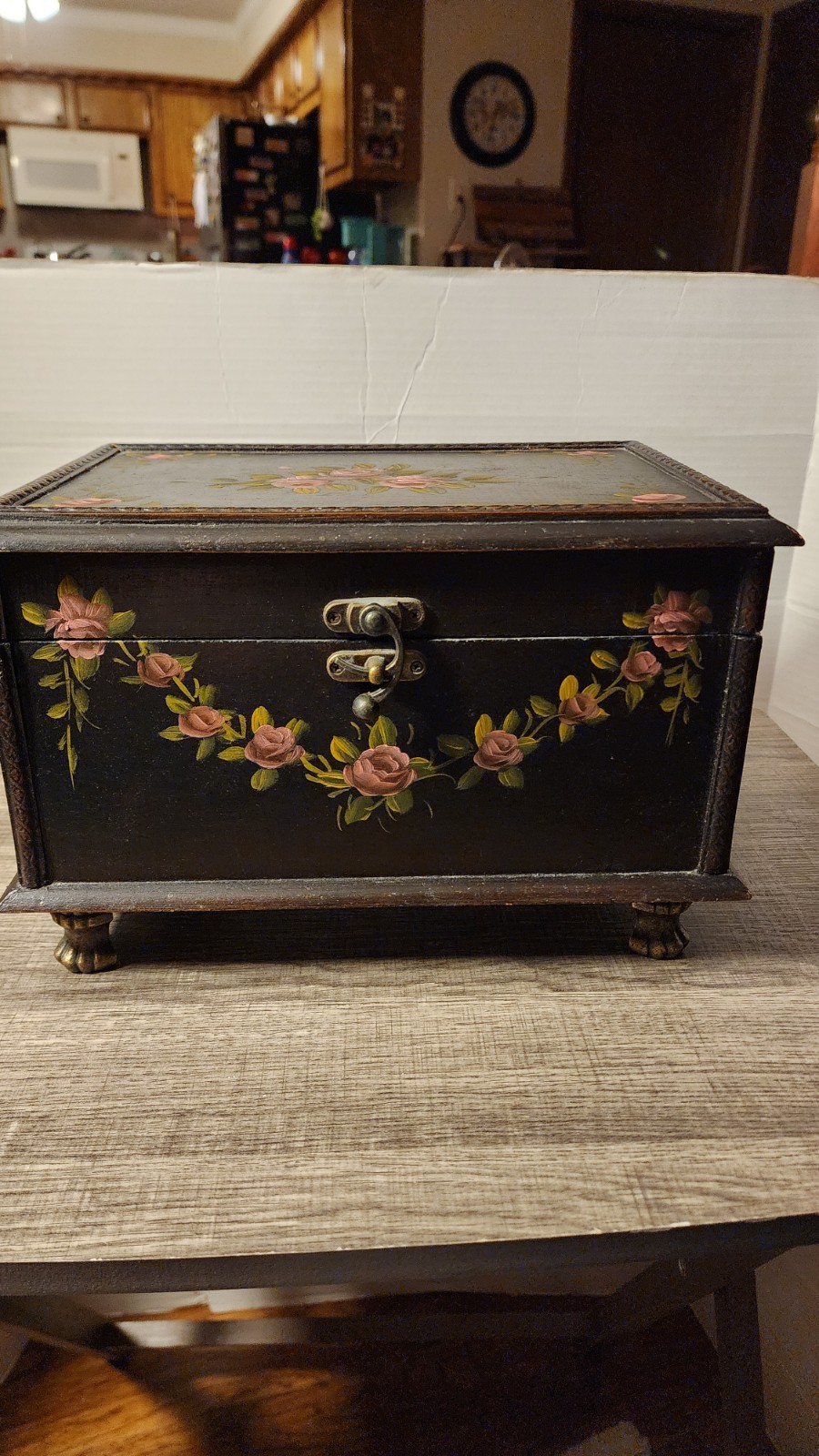Pair Of Hand Painted Wood Boxes One Fits In The Other Vintage Ornate