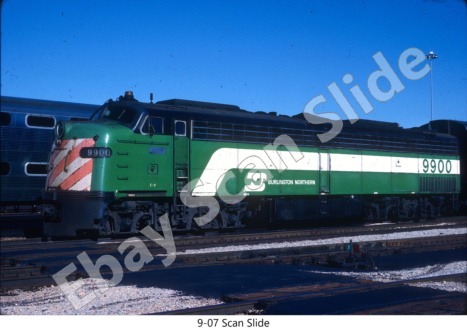 Original Slide-BN (Burlington Northern) EMD E7A #9900 ex-SP&S #750 - 1989 Slide