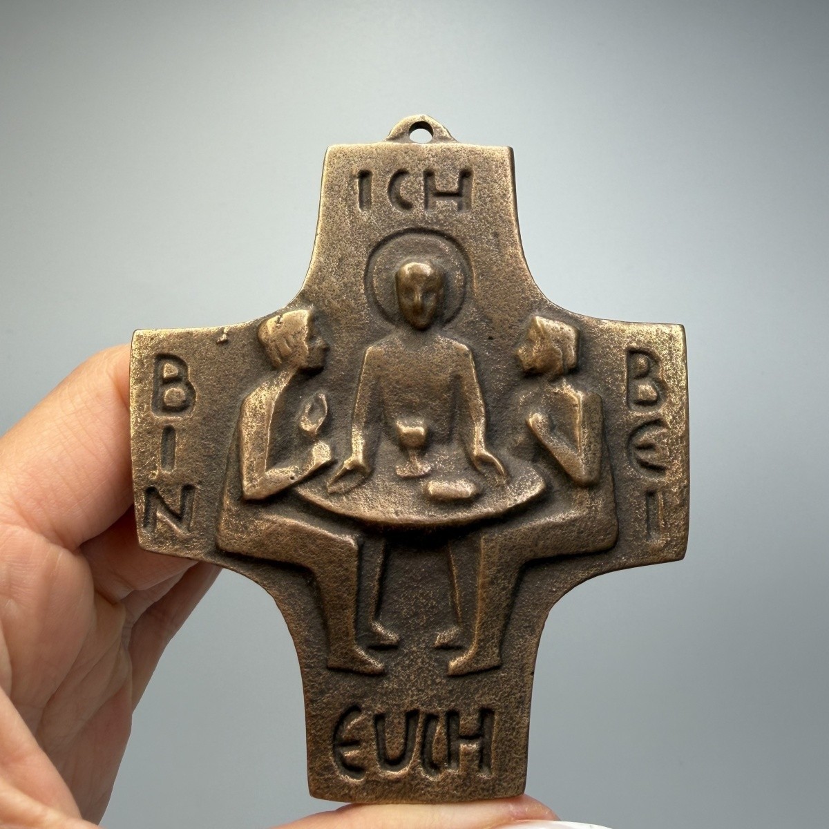 Vintage Egino Weinert Bronze Communion Cross Wall Germany Religious Decor Gift