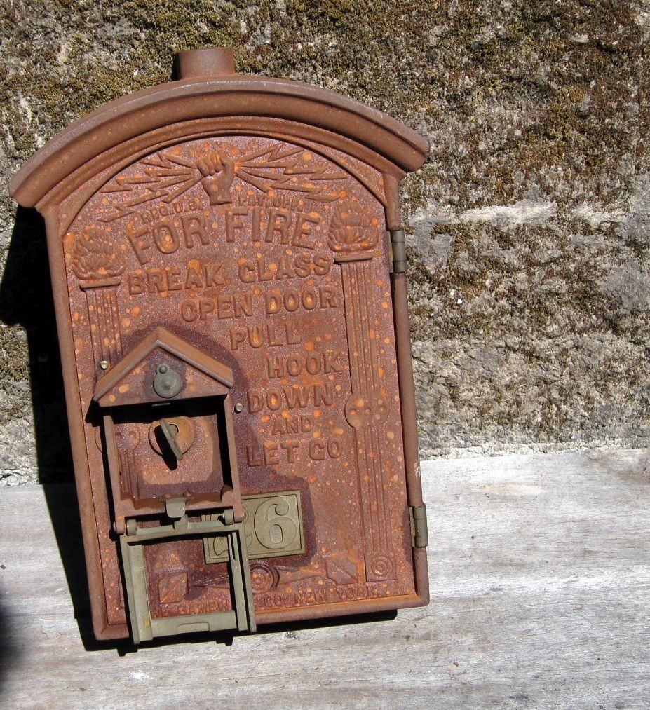 Early Antique  Gamewell Fire Alarm Call Box Round Top Roundtop