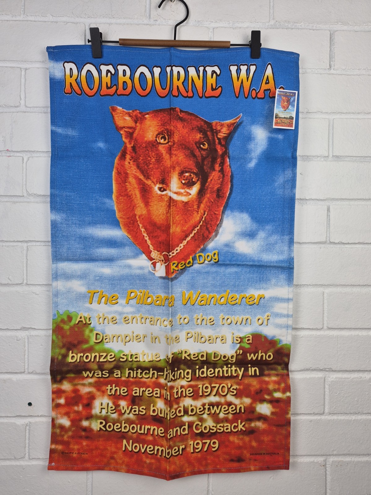 Roebourne WA Red Dog The Pilbara Wanderer Vintage Souvenir Tea Towel Australia Roebourne WA Red Dog The Pilbara Wanderer Vintage Souvenir Tea Towel Australia