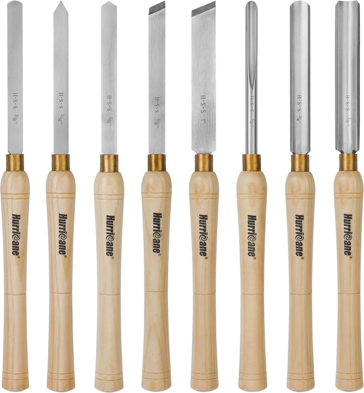 HURRICANE 8Pc Wood Lathe Chisel Set Wood Turning Tools Wood Lathe Tools HSS Turn HURRICANE 8Pc Wood Lathe Chisel Set Wood Turning Tools Wood Lathe Tools HSS Turn