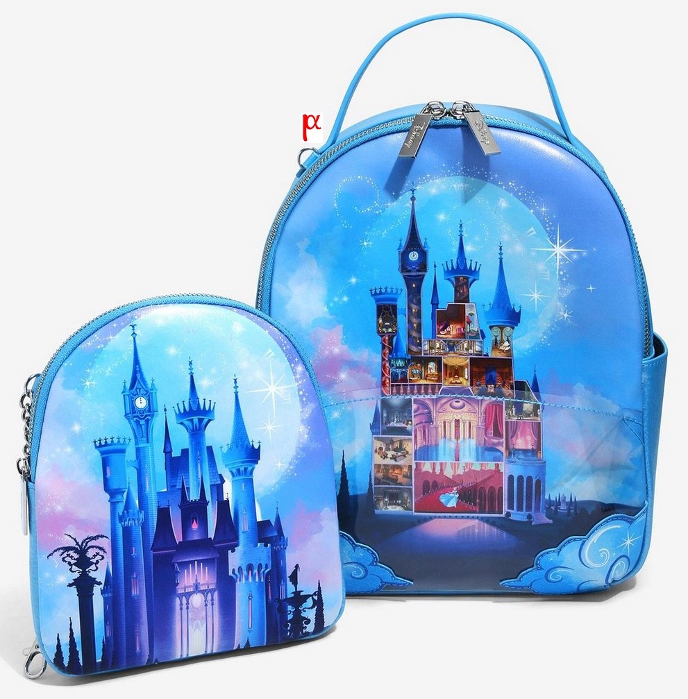 Disney Cinderella Castle Moonlight Night Time Mini Backpack & Clutch Pouch Bag