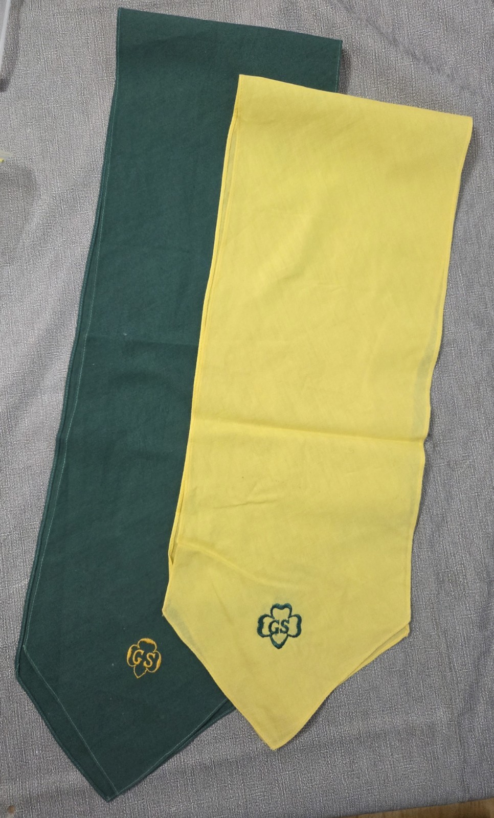 Vintage Girl Scout TIES YELLOW and GREEN uniform lot