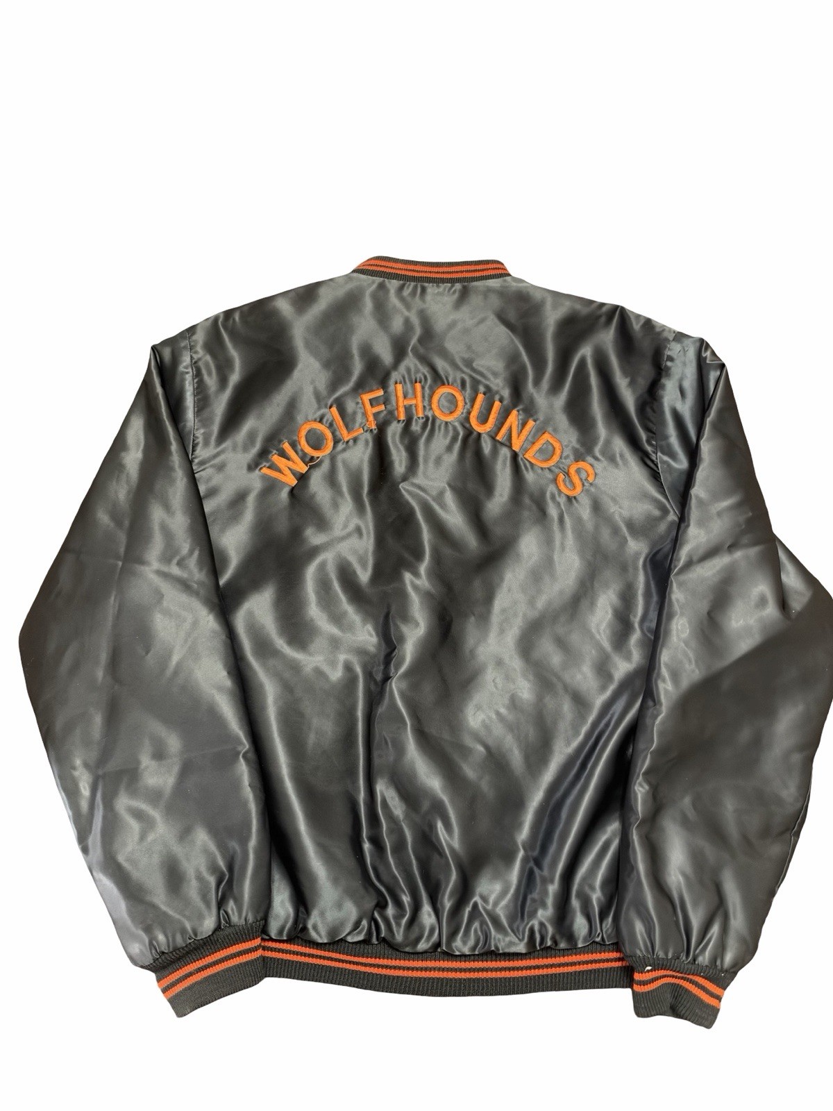 Vintage 70s USAF 32nd TFS Wolfhounds Soesterberg Satin Bomber Jacket Wayfarer L