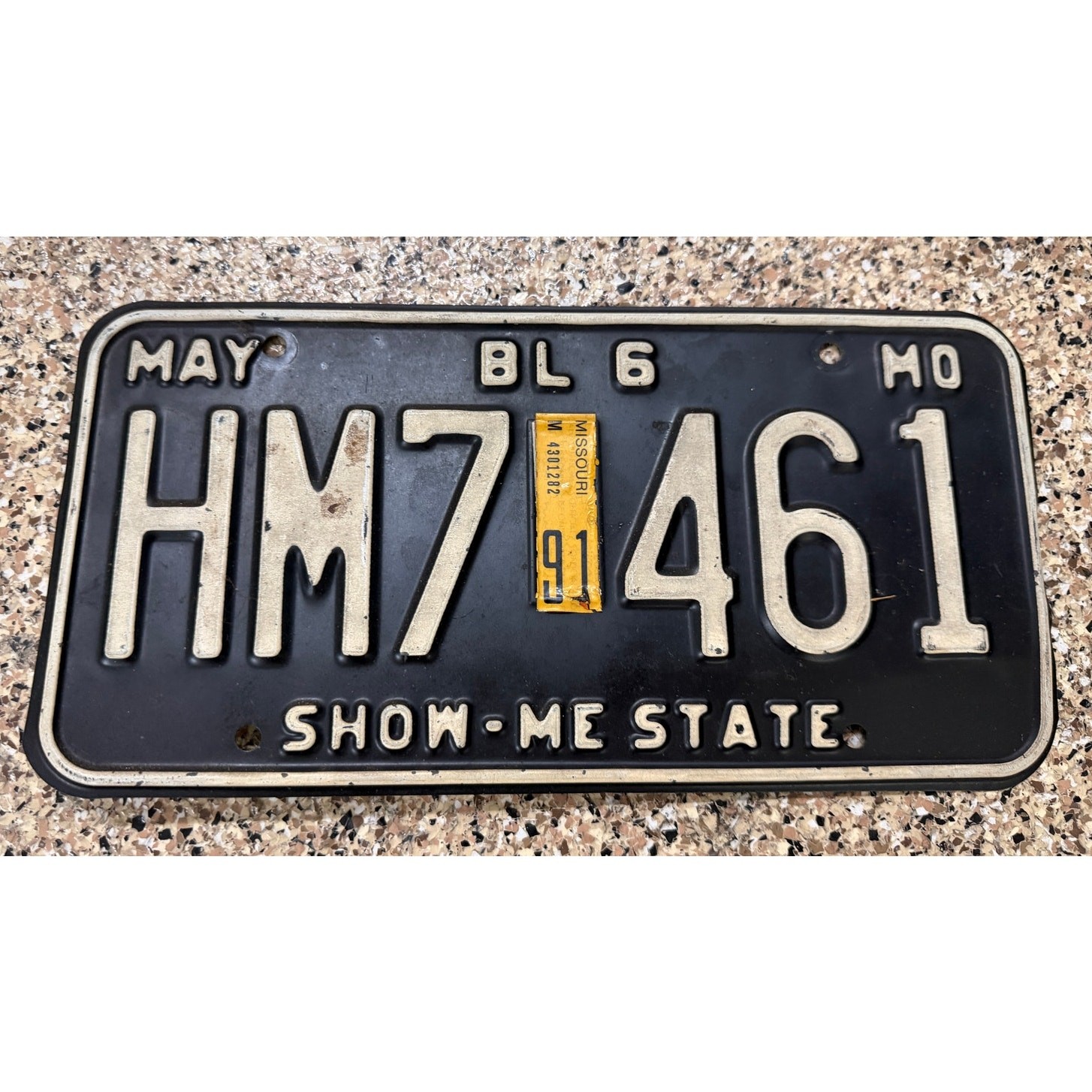 Missouri Show-Me State License Plate HM7 A61 1991 Sticker Original Tag