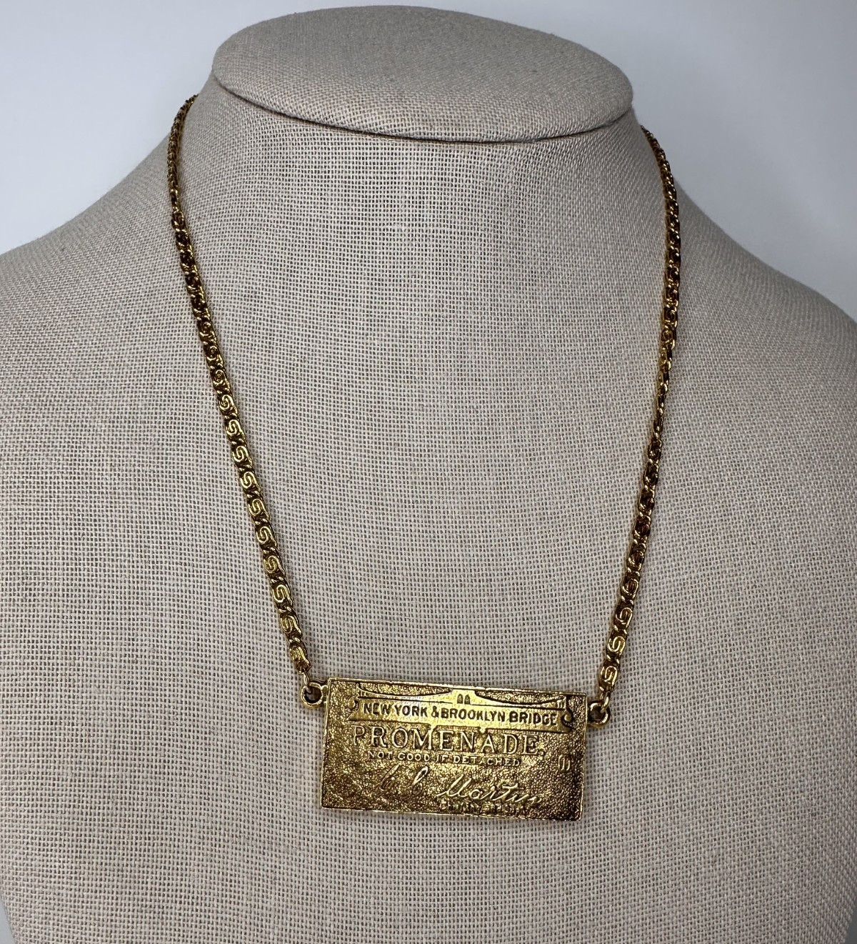 1883 Brooklyn Bridge Promenade Pass Necklace \ 1883 Brooklyn Bridge Promenade Pass Necklace \