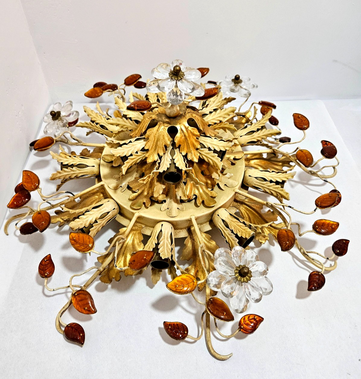 Banci Firenze Ceiling Light Lamp, Gold/Ivory, Hollywood Regency, NEW