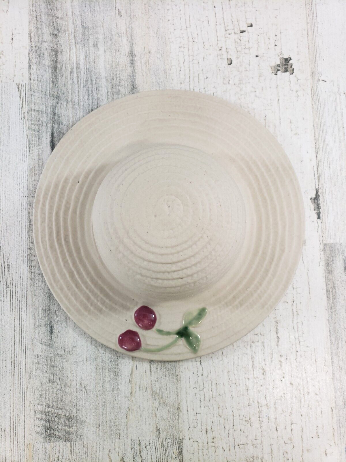 Gabriel Sweden Pottery Straw hat Cherry Wall Hanging I 658
