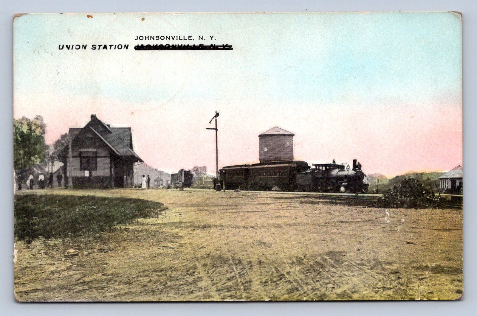 J88/ Johnsonville New York Postcard c1910 Union Railroad Depot 295