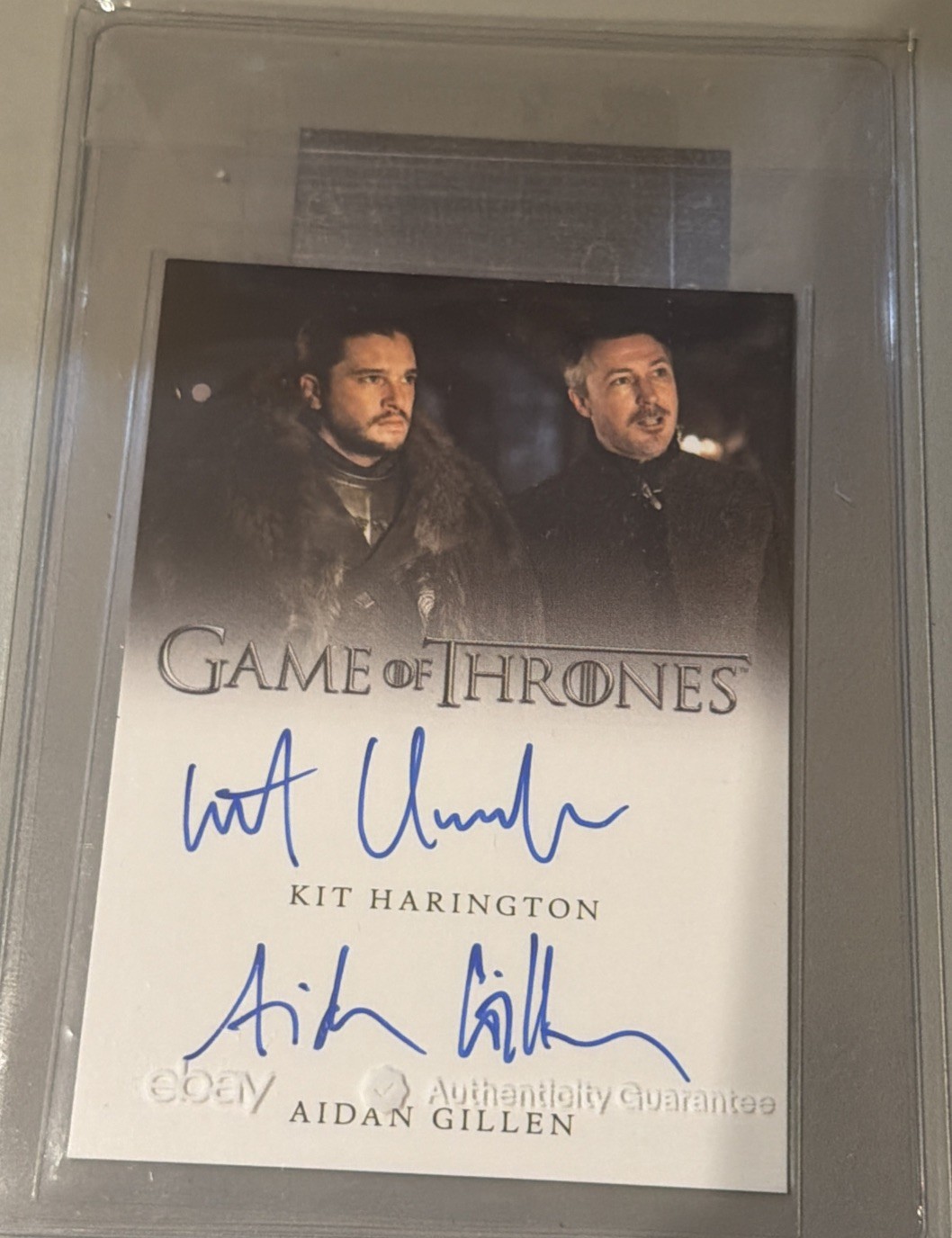 Game of Thrones: The Great Houses Dual Autograph Kit Harington and Aidan Gillen Game of Thrones: The Great Houses Dual Autograph Kit Harington and Aidan Gillen