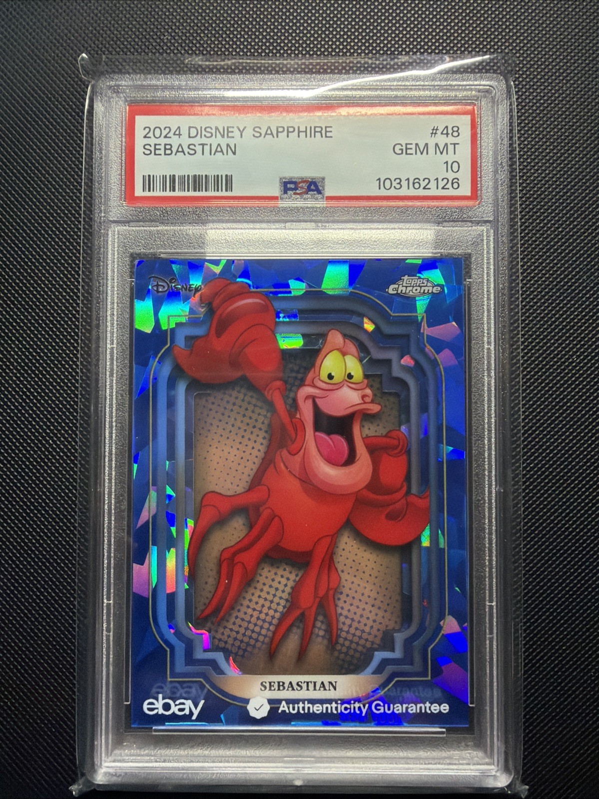 2024 TOPPS DISNEY CHROME SAPPHIRE SEBASTIAN #48 PSA 10 GEM MINT FIRST YEAR 2024 TOPPS DISNEY CHROME SAPPHIRE SEBASTIAN #48 PSA 10 GEM MINT FIRST YEAR