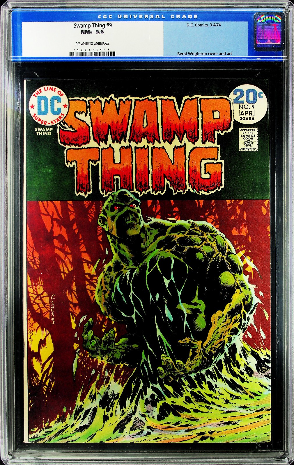 Swamp Thing #9 (1972) CGC 9.6 NM OW/W Iconic Bernie Wrightson Cover Old Label Swamp Thing #9 (1972) CGC 9.6 NM OW/W Iconic Bernie Wrightson Cover Old Label