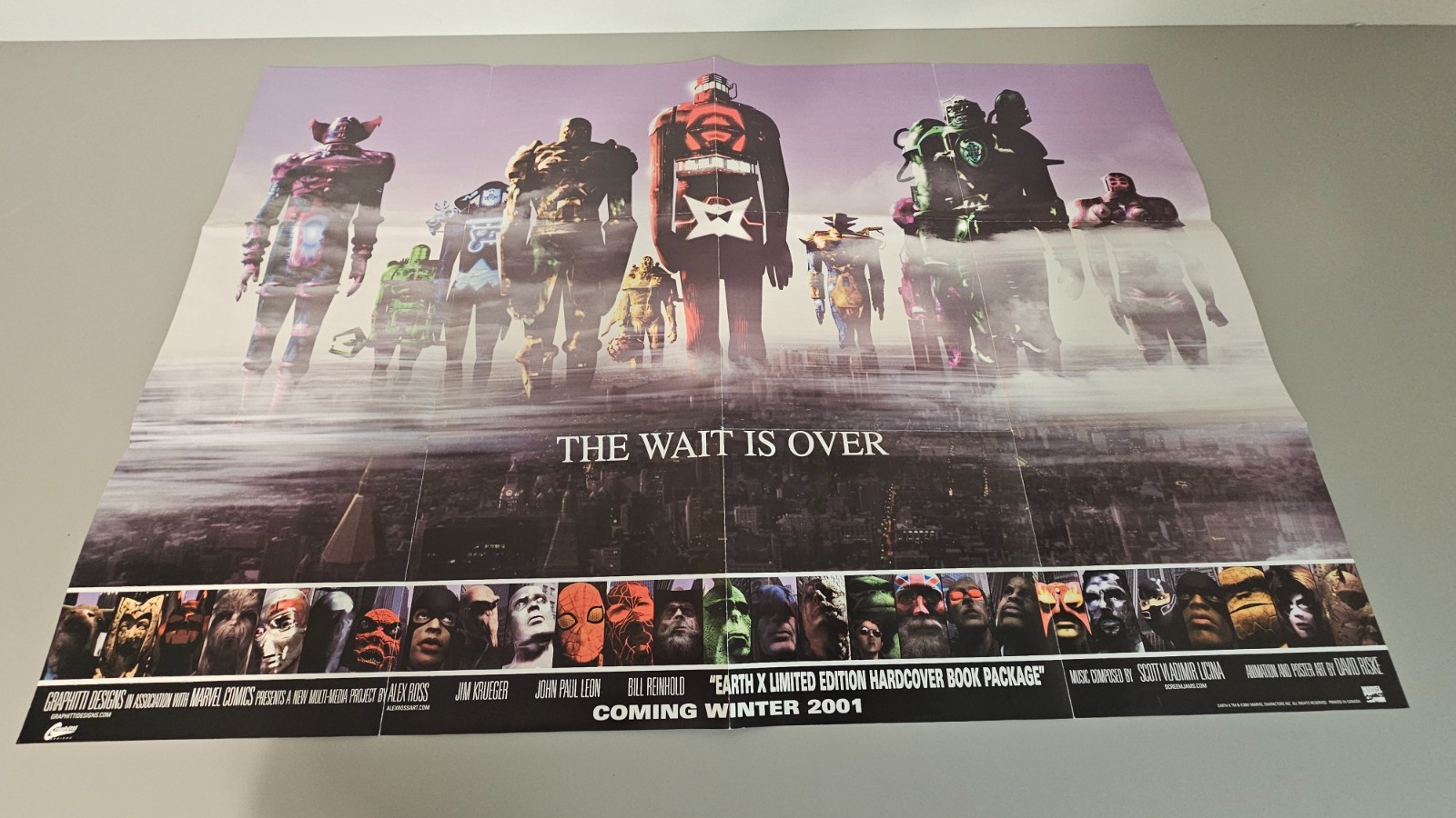 Vintage 2001 Marvel Earth X “The Wait Is Over” Promo Poster Alex Ross 24x36 Book Vintage 2001 Marvel Earth X “The Wait Is Over” Promo Poster Alex Ross 24x36 Book