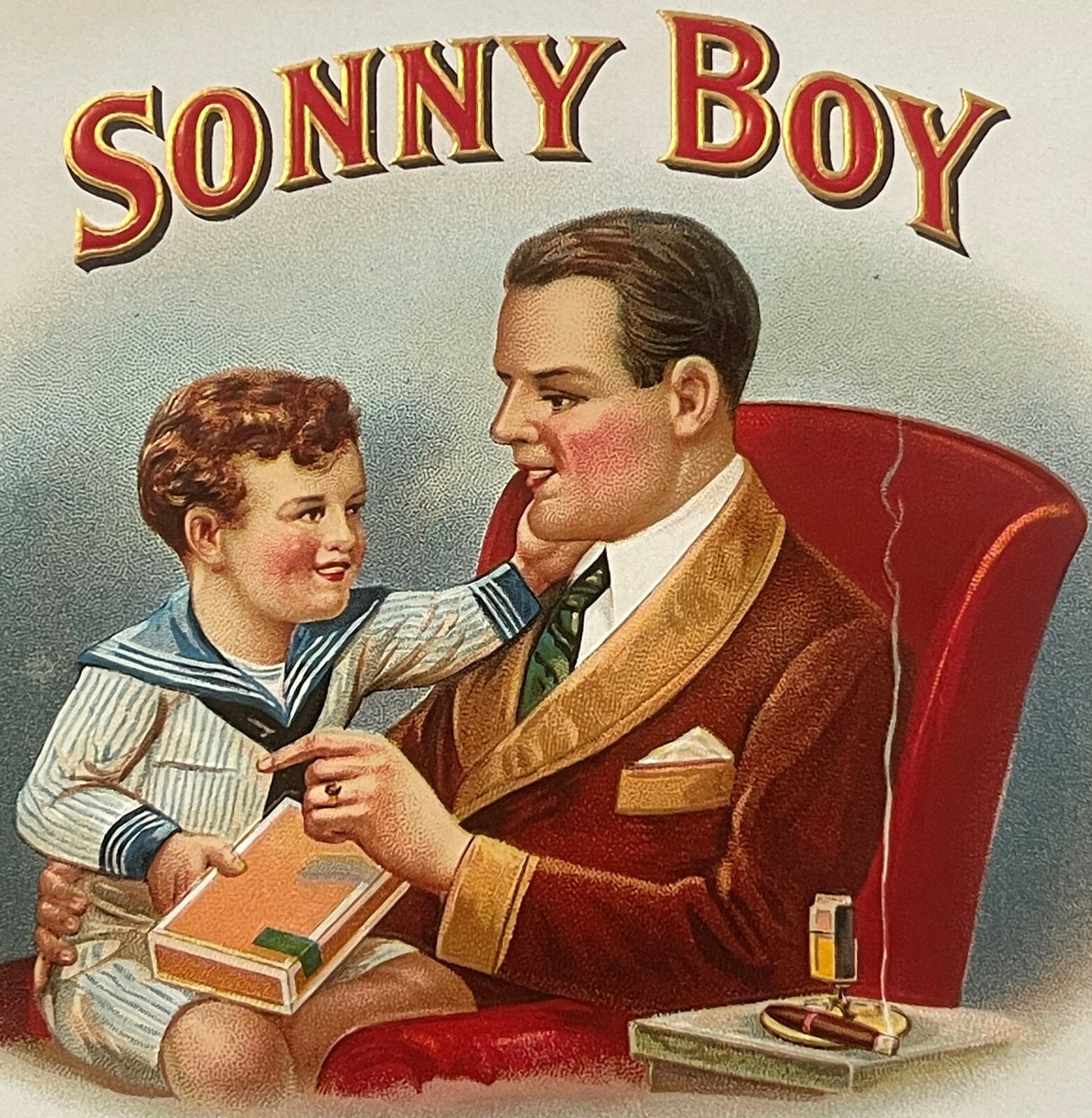 Antique 1920s-1930s Large Sonny Boy Embossed Cigar Box Label 👦 Historic