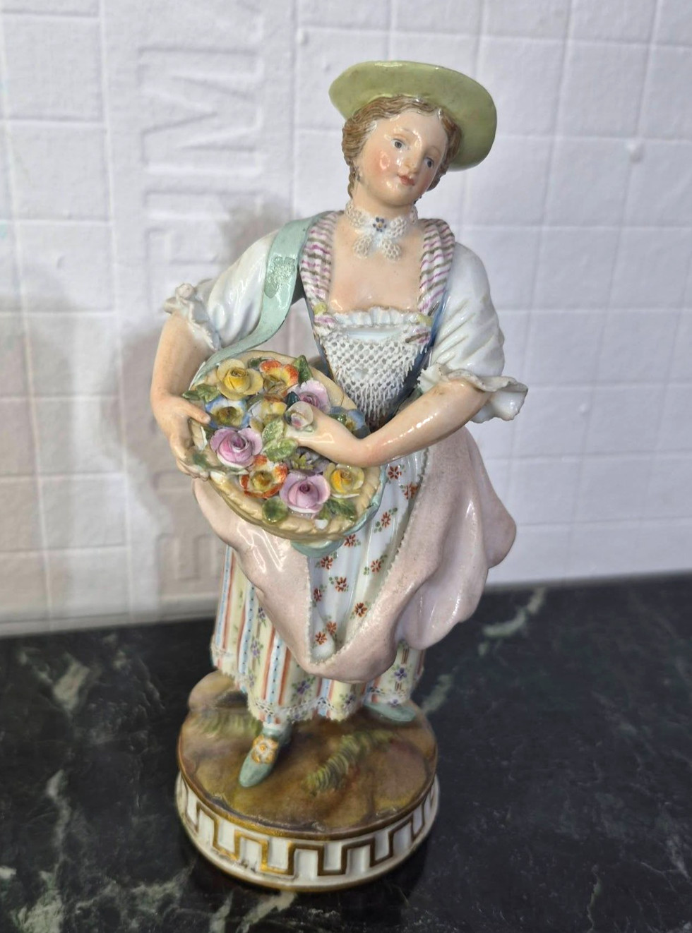 Antique German Meissen porcelain Figurine, 6 inches high.