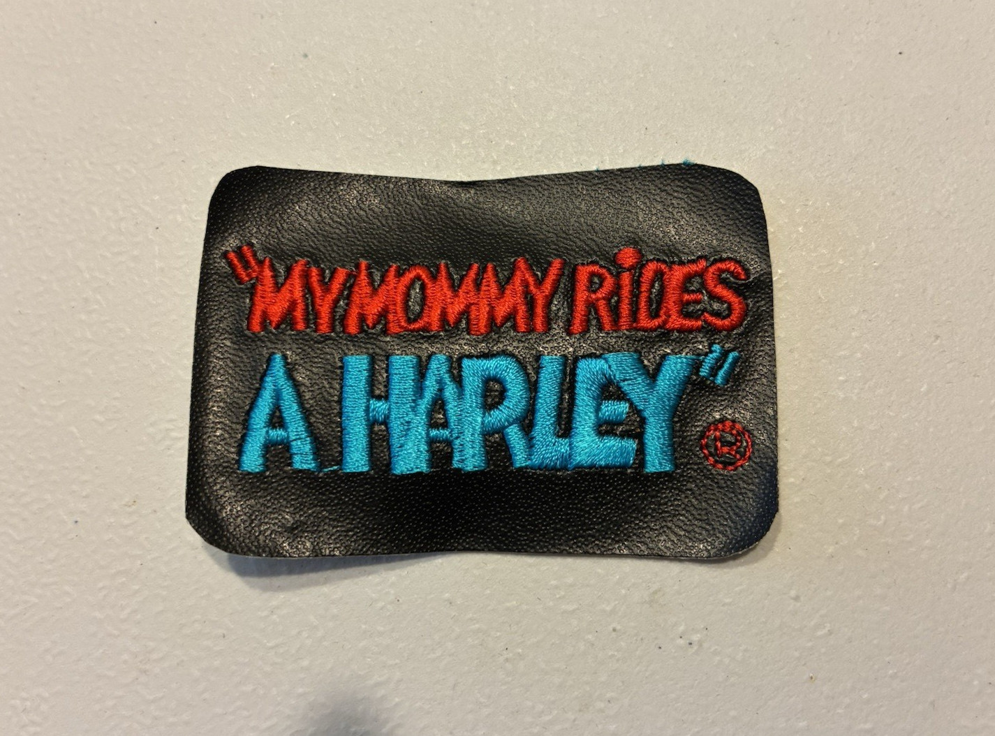 NOS 3” My Mommy Rides A Harley patch Leather Like Davidson Motorcycle Blue Red