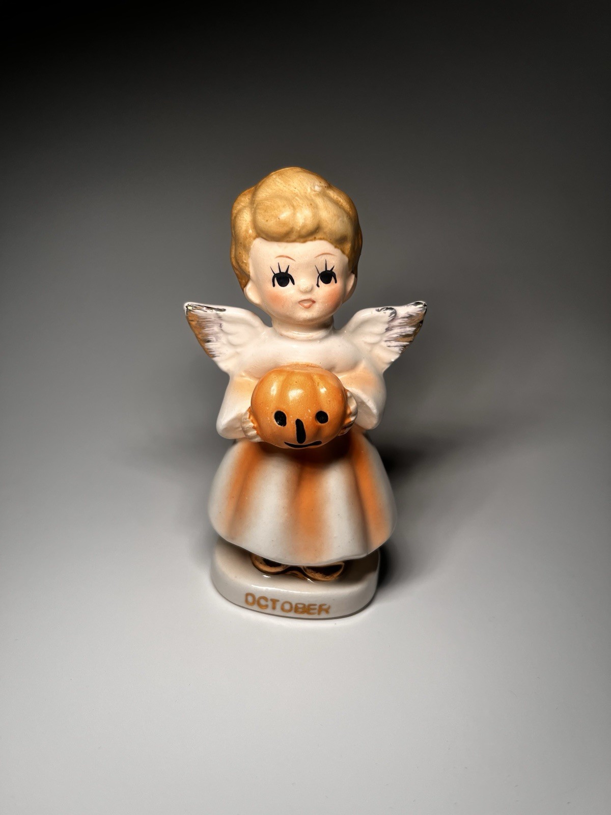 Vintage 1950s October Birthday Angel Halloween Pumpkin Japan Lefton Napco Era