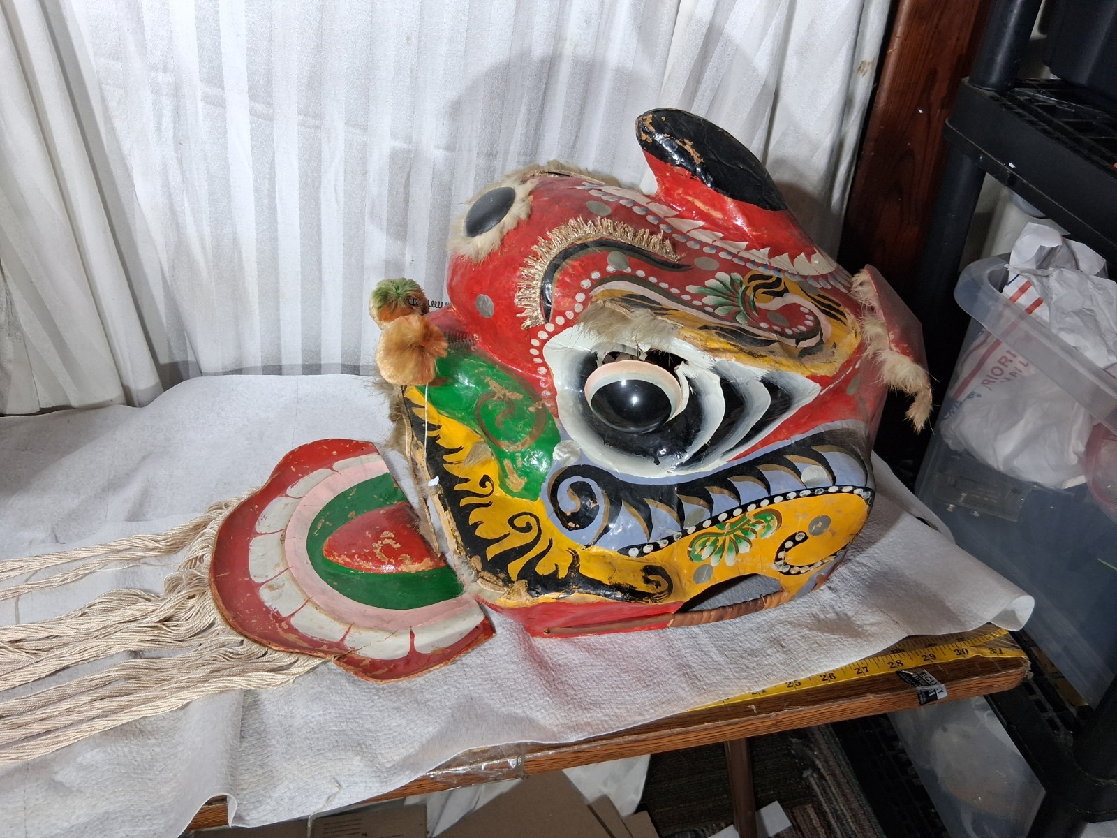 Vintage CHINESE NEW YEAR PARADE RED DRAGON MASK COSTUME & MOVING EYES TONGUE Vintage CHINESE NEW YEAR PARADE RED DRAGON MASK COSTUME & MOVING EYES TONGUE
