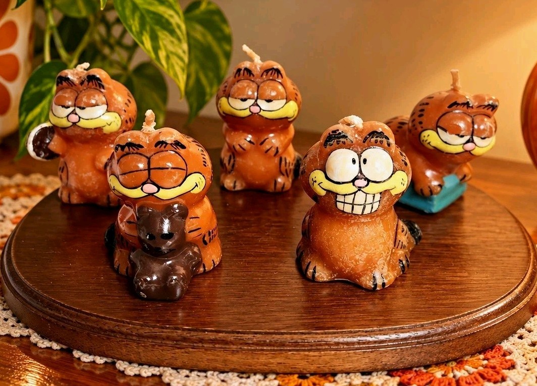 Vintage Garfield Enesco Candles Lot of 5 Unused 1980s Wax Figurines Collectible