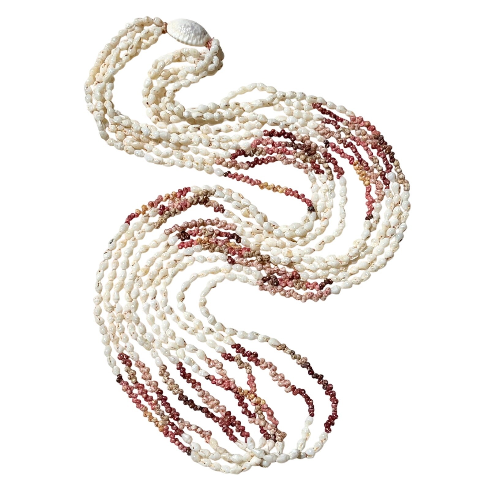 VTG HAWAIIAN 100% NIIHAU SHELL LEI NECKLACE 5 STRAND 38