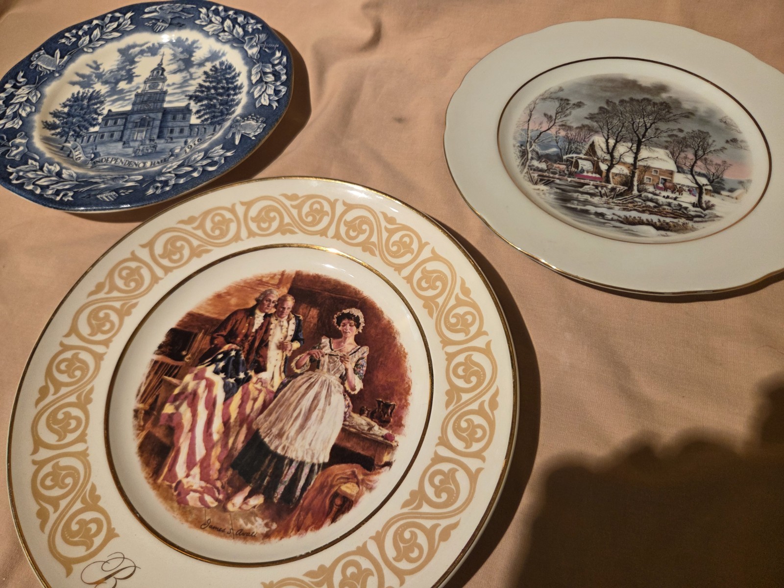 Vtg 1970s Avon Collector Plate Lot of 3 Independence Hall Betsy Ross Grist Mill