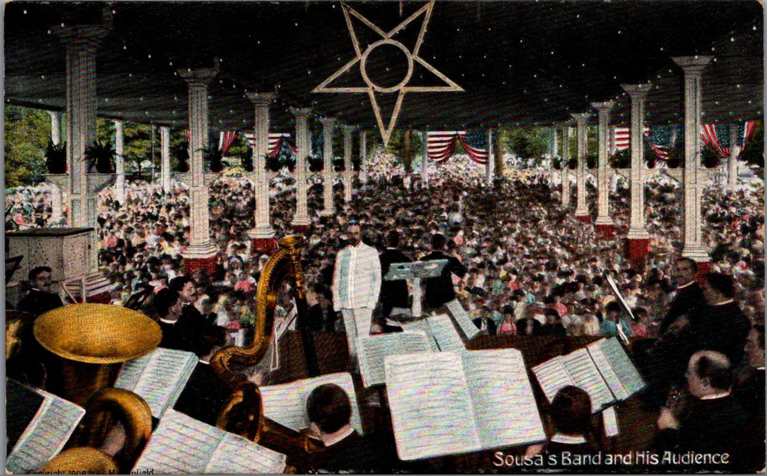 Sousa\'s Band Willow Grove Park PA Concert 1909 Vintage Postcard Sousa\'s Band Willow Grove Park PA Concert 1909 Vintage Postcard