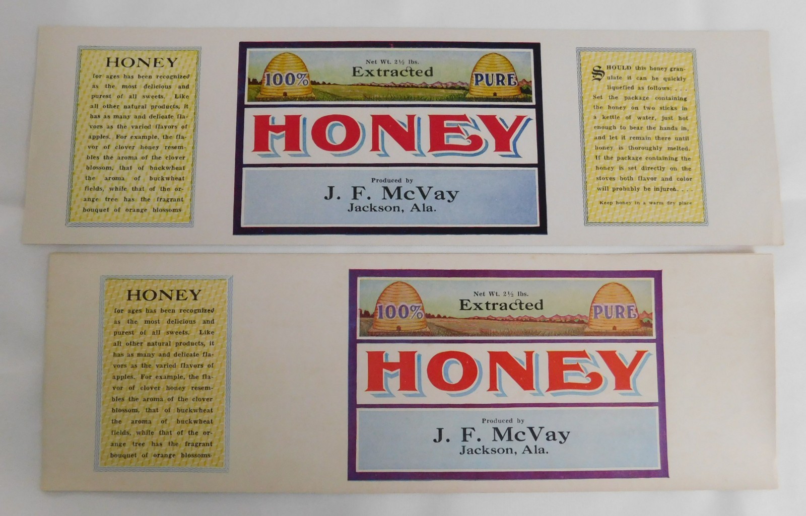 10 Vintage Honey Can Labels. Jackson Alabama 2 different