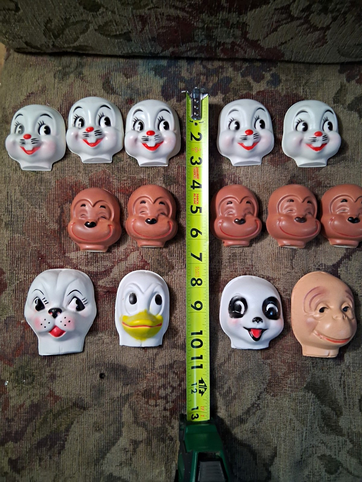 ​Vintage 1970s ,1980s Vinyl Animal Doll Face Masks Lot of 14
