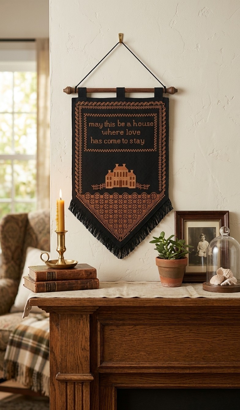 Vintage Embroidered Wall Hanging May This Be A House Love Tapestry Banner Decor Vintage Embroidered Wall Hanging May This Be A House Love Tapestry Banner Decor