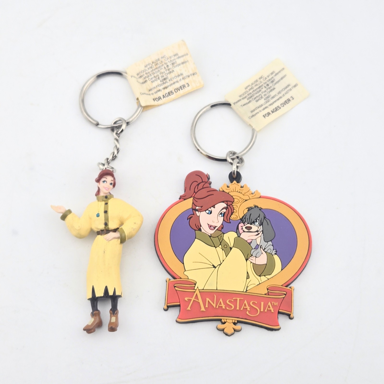 1997 Anastasia Applause Keychain Lot Anya Figural & Pooka Vinyl Tags Vintage 