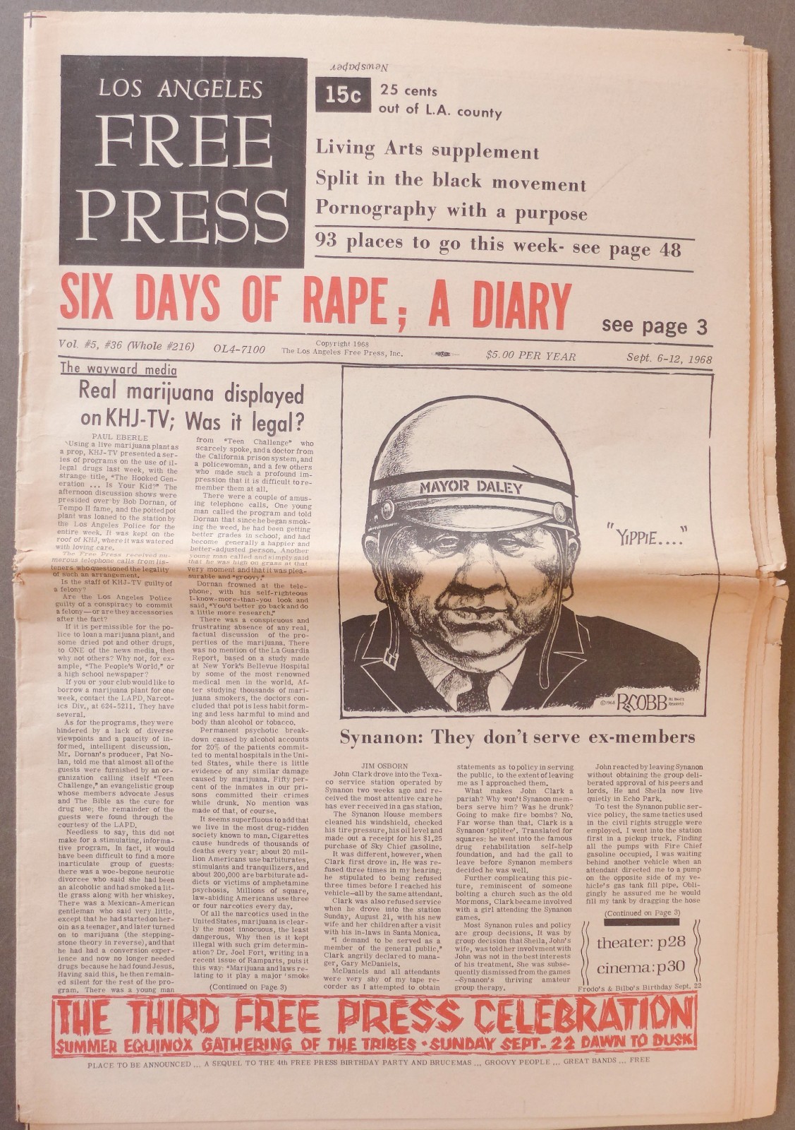 L.A.  FREE PRESS September 6-12, 1968 - Concert Ads  Counter-Culture
