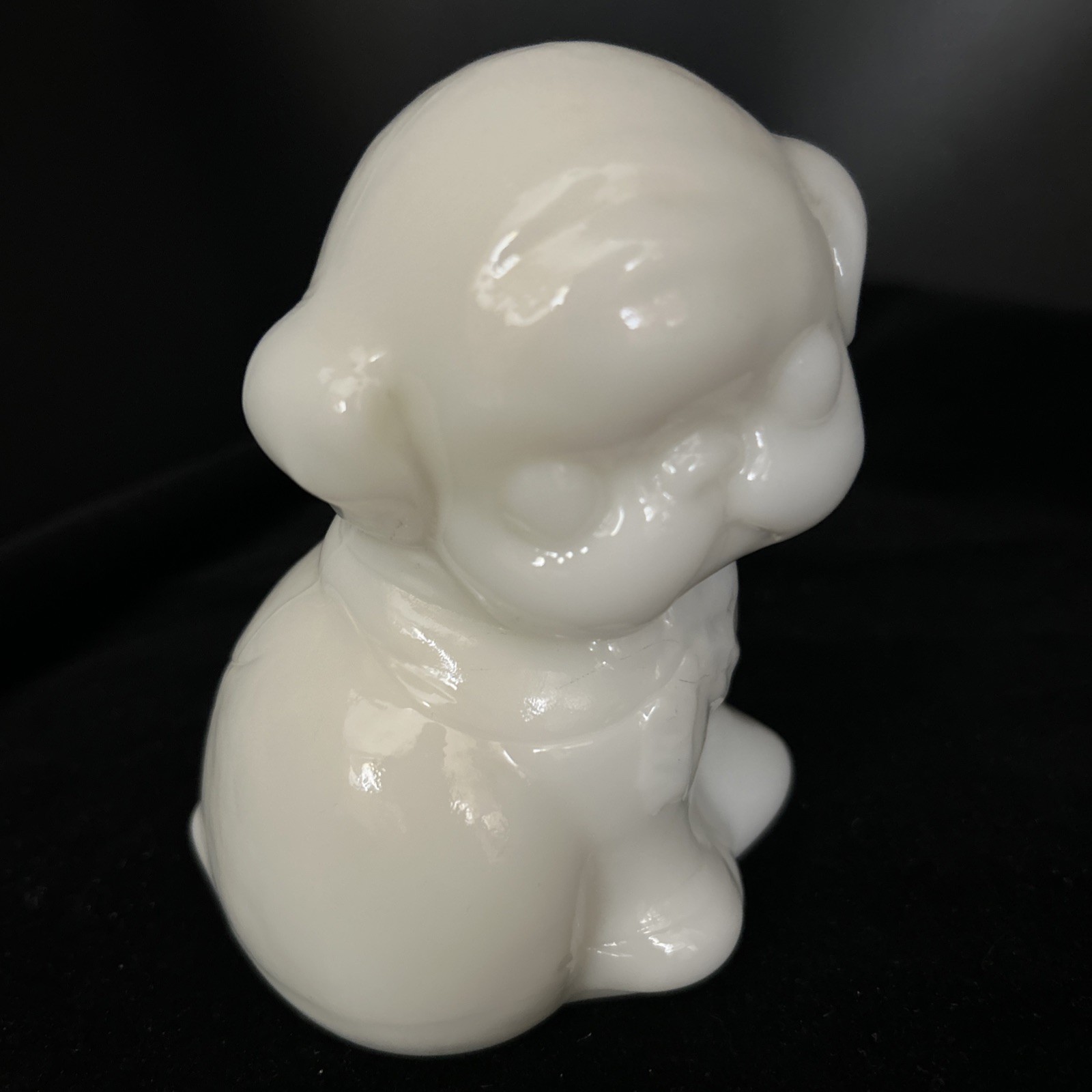Vintage Slag Colonial Glass Dog Puppy Figurine Paperweight White 5” H Cute