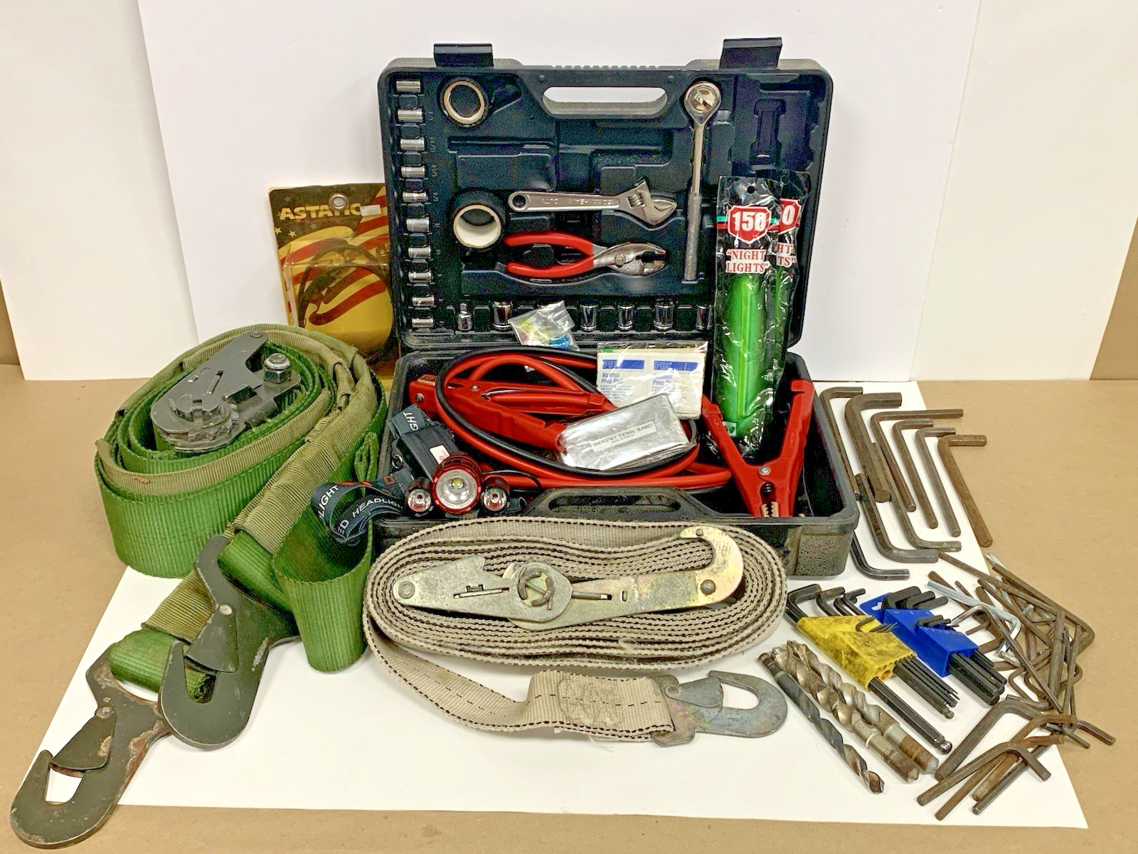 Mixed Lot Emergency Kit Tools Allen Wrenches Heavy Duty Flat Hook Ratchet Straps Mixed Lot Emergency Kit Tools Allen Wrenches Heavy Duty Flat Hook Ratchet Straps