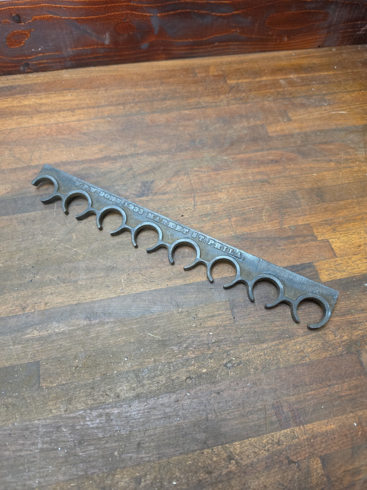 E30- Antique Cast Iron Tool Holder Wm. P Walters & Sons Phila Buggy Whip Rack
