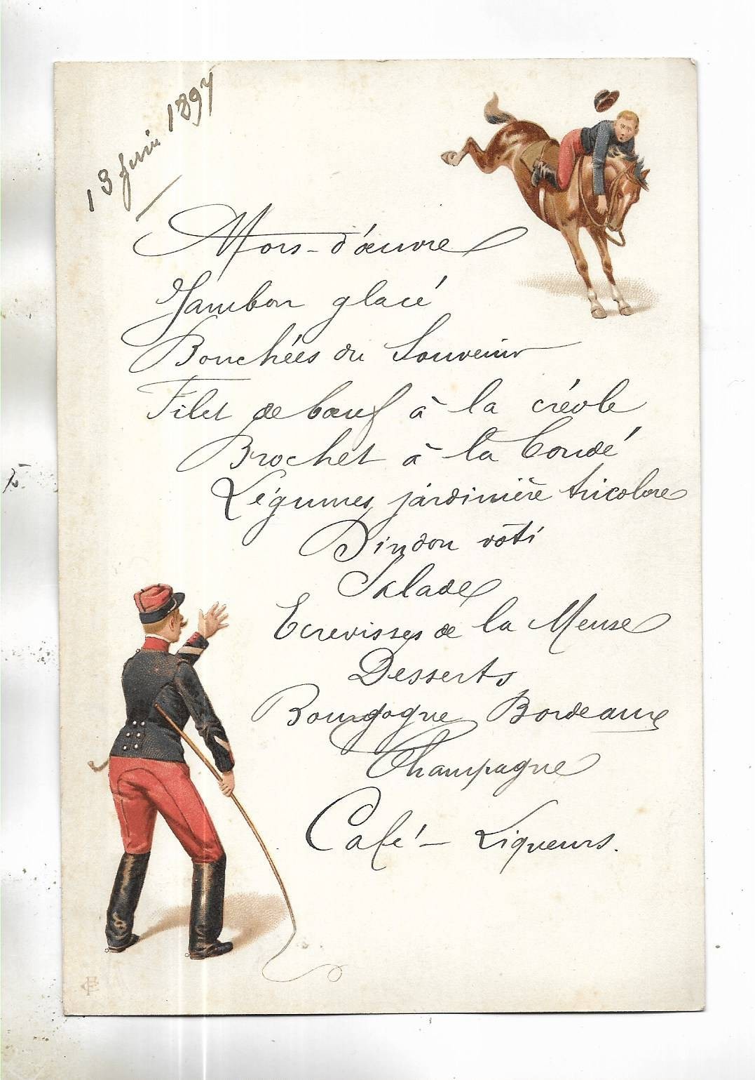 RARE Antique 1897 Menu. See below