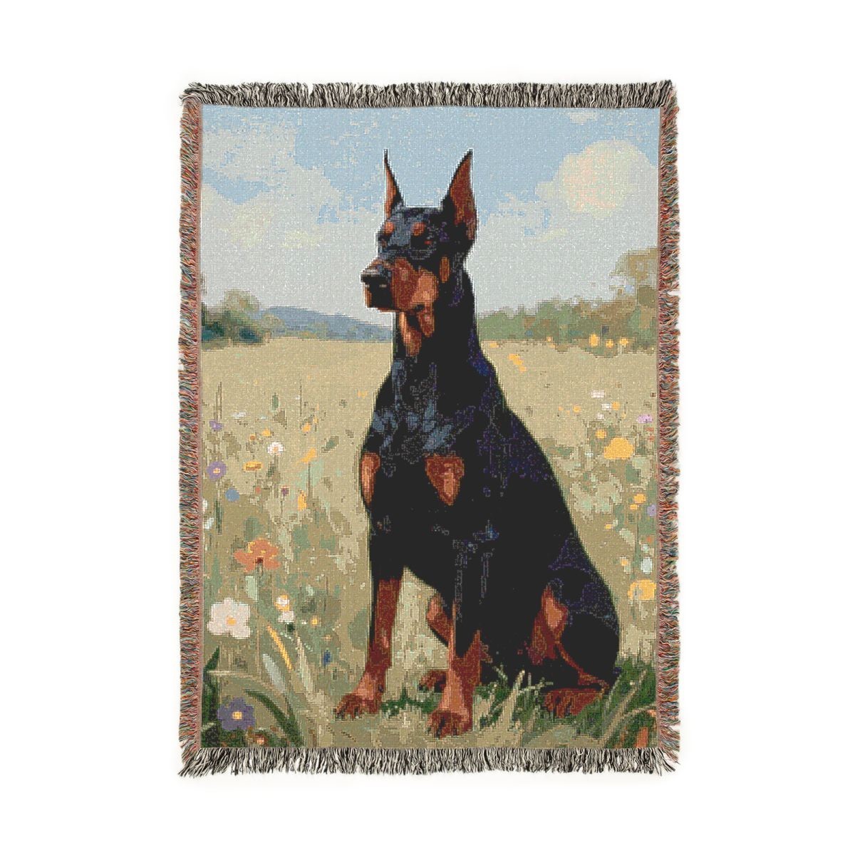 Doberman Pinscher Dog Woven Throw Blanket