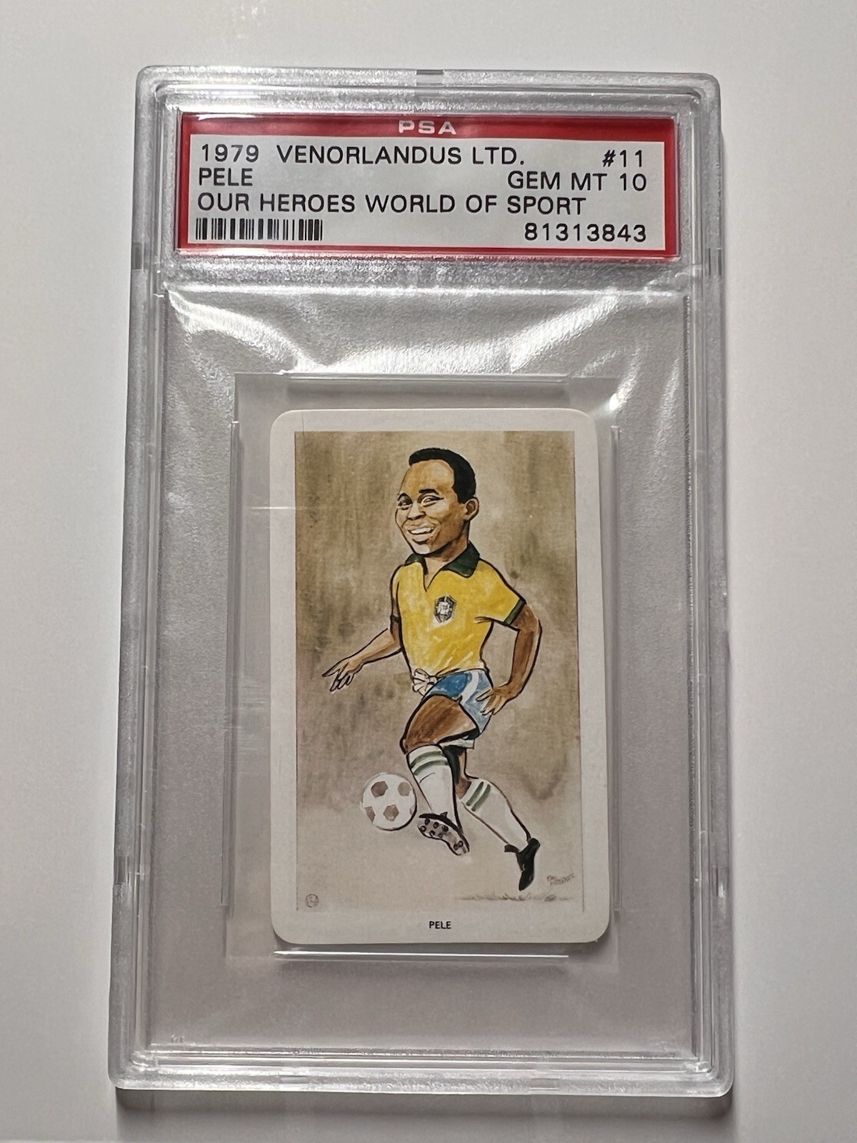 1979 VENORLANDUS LTD. OUR HEROES WORLD OF SPORT #11 PELE PSA 10 1979 VENORLANDUS LTD. OUR HEROES WORLD OF SPORT #11 PELE PSA 10
