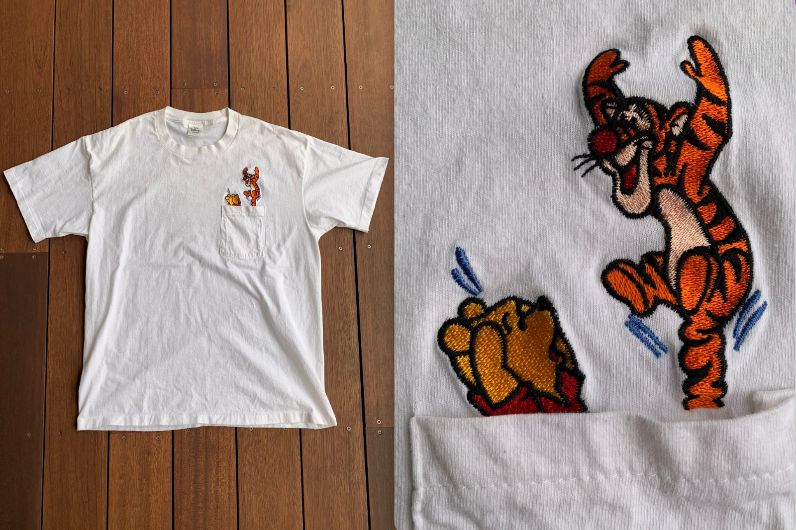 VTG 90s Disney Winnie The Pooh Tigger XL (fits L/M) Pocket Tee USA Single Stitch