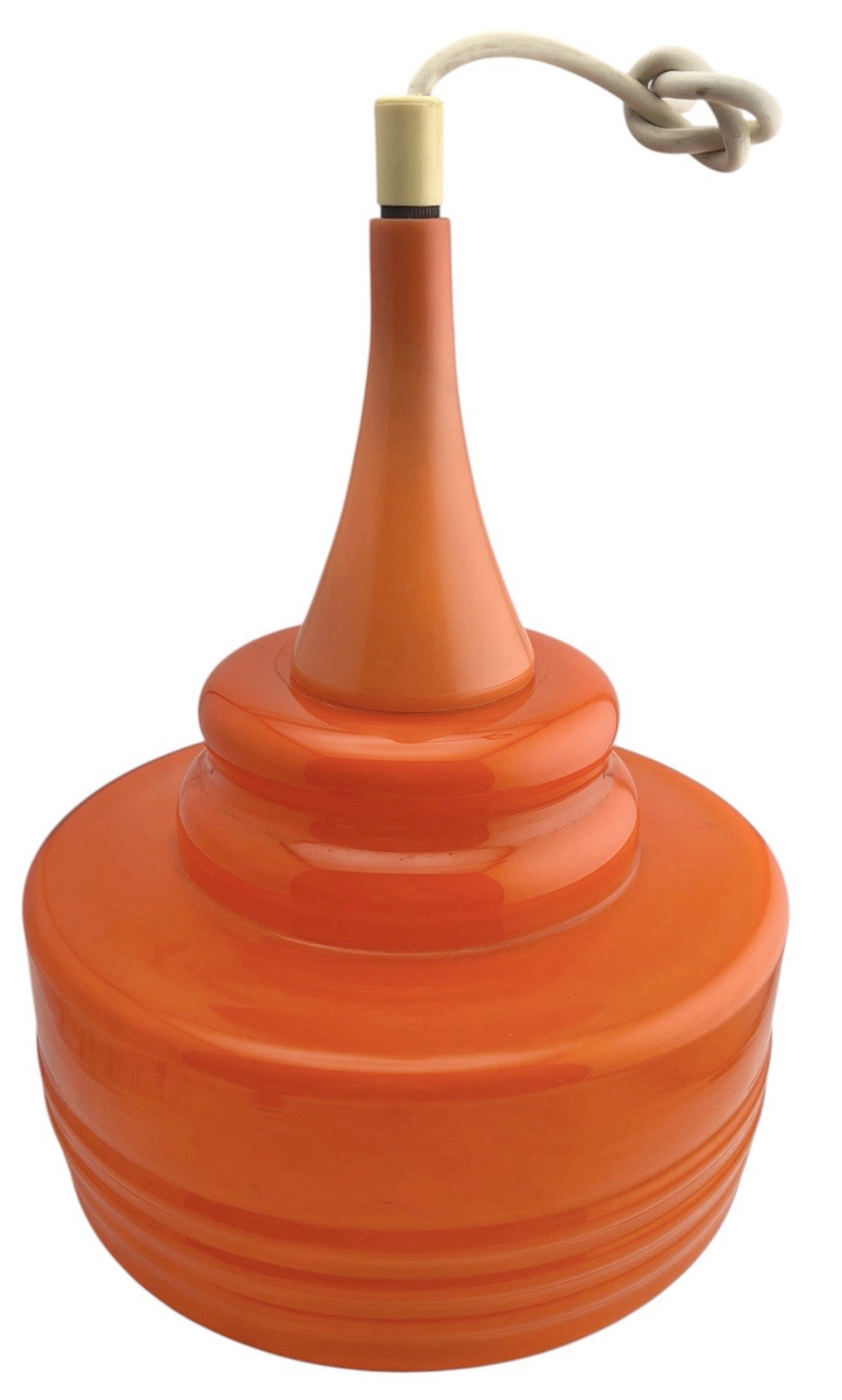 Vintage 1970s Holmegaard Tiered Pendant Shade Dark Orange Glass 11” Denmark
